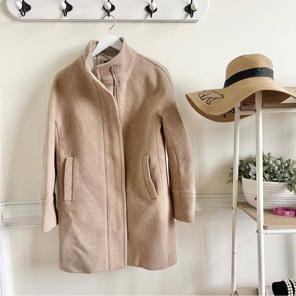J. Crew Stadium Cloth Wool Coat Tan